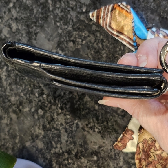 Burberry Black Pebbled Leather Nova Check Wallet w/Faux Pearl Strap/Twilly Added - Picture 4 of 13